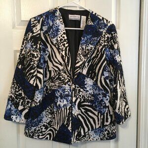 Alfred Dunner Blue/Zebra Striped Jacket